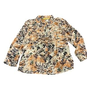 Whimsigoth Vintage Lloyd Williams Ruffle Abstract Botanical Print Blouse L